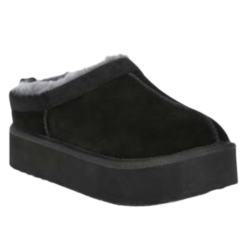 NWT Joyspun Black Suede Platform Slipper/Shoes Size 6